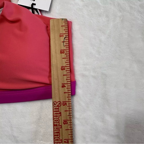 DKNY Bikini Swim Top Size L Pink Purple Band Logo Charm Padded New With Tags - Picture 14 of 14